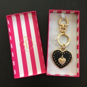 Juicy Couture Leather Heart & Rhinestone Key Ring
